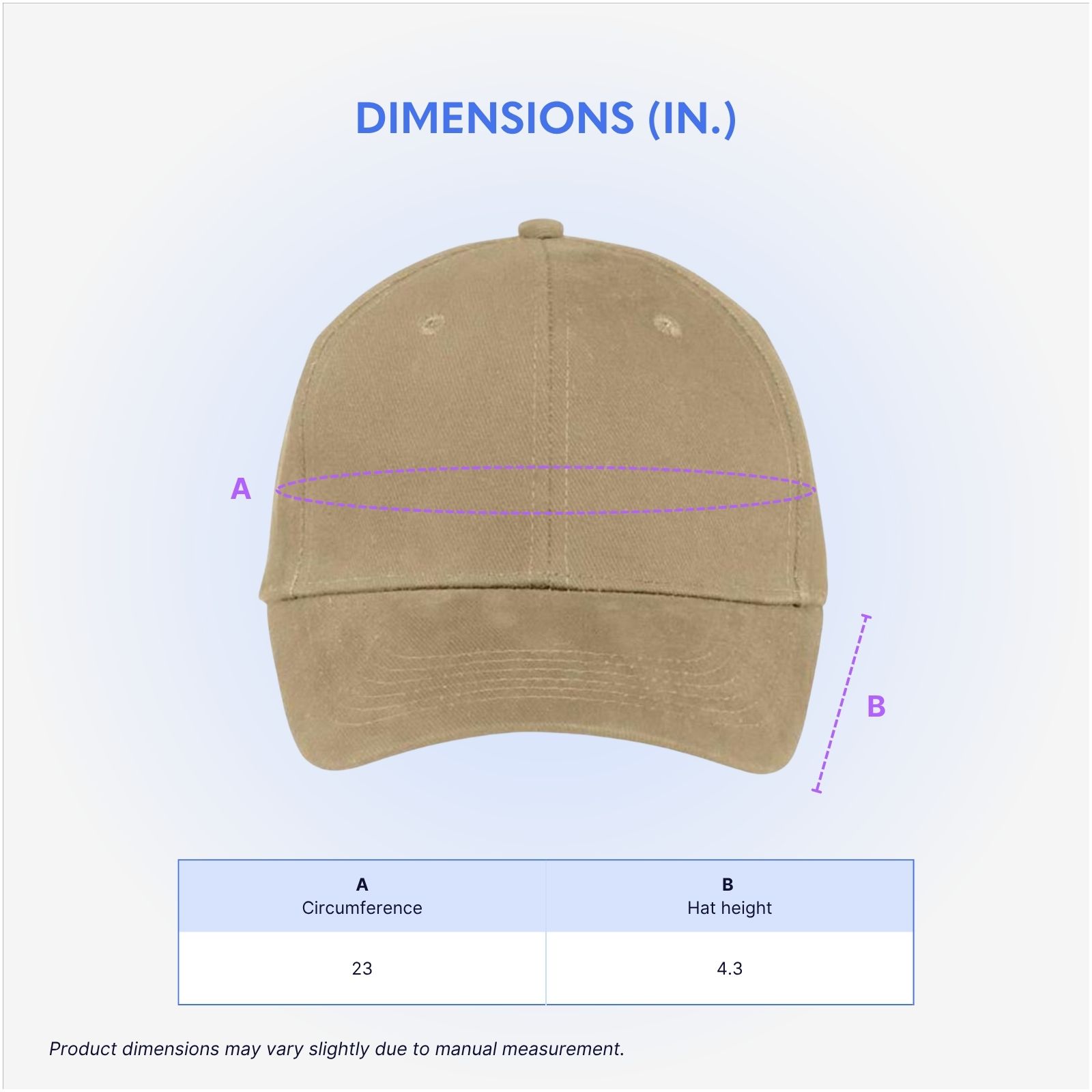 Brushed Twill Structured Baseball Cap - 100% Cotton - AAAH0029-Dimensions.jpg