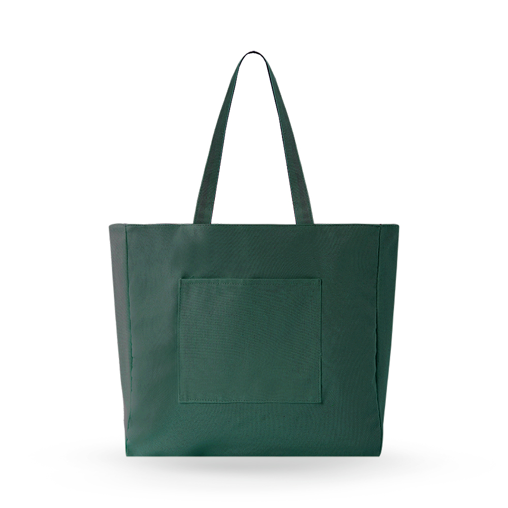 Large Double-sided Horizontal Tote Bag with Outer Pocket - AABT0007-#204D3C-9.jpg