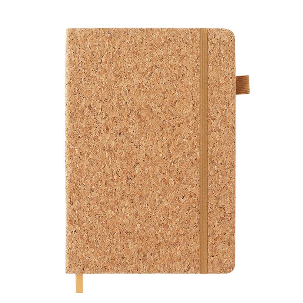 A5 Cork Cover Notebook Journal - FSC Certified - OGON0006-Front-#AE8300.png
