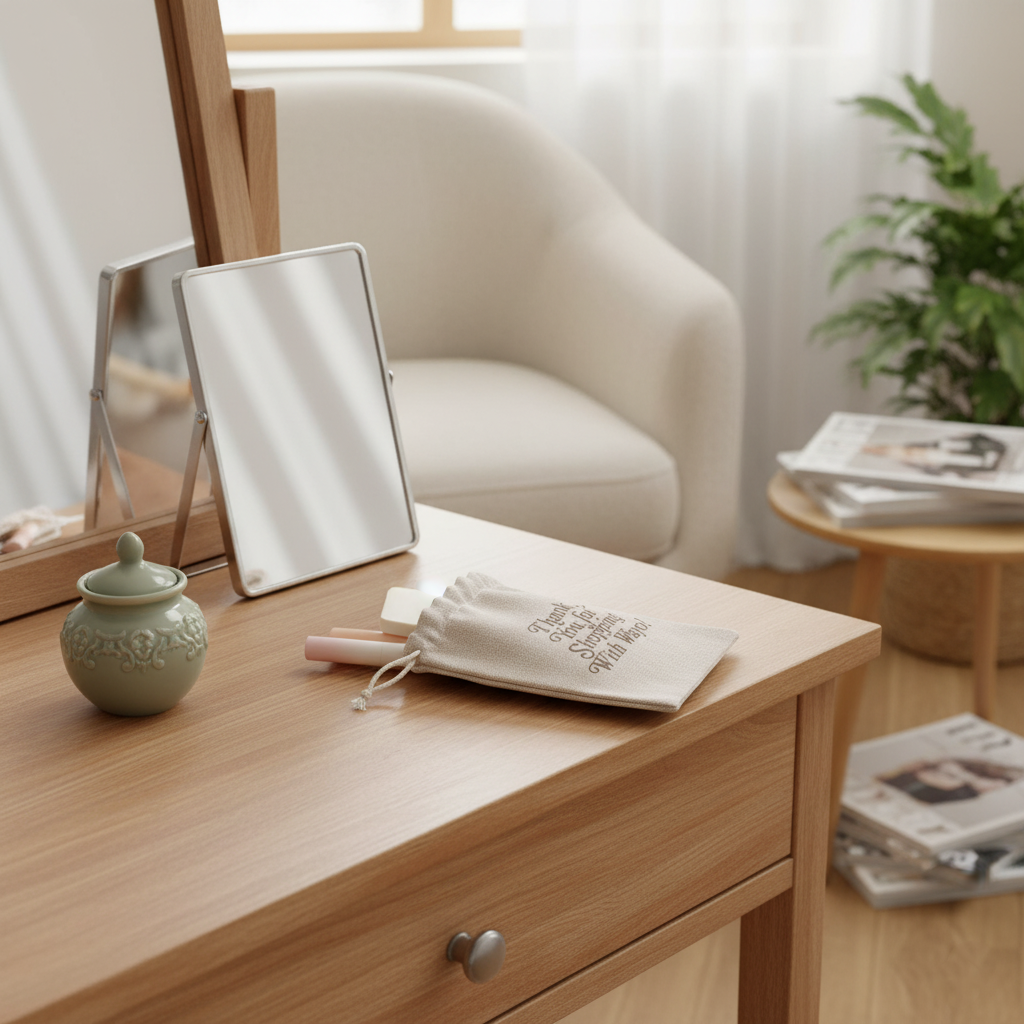 Linen Blend Drawstring Favor/Gift Bags (5 x 6") - PPFB0001-lifestyle image-Linen Blend Drawstring Favor:Gift Bags (5 x 6").png