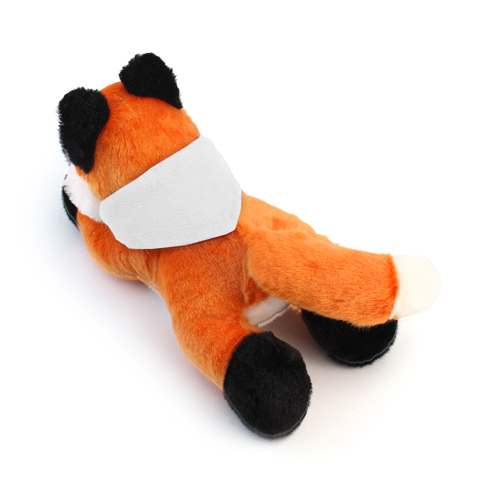 8.6“ Laying Down Plush Toy - Fox with Custom Bandana - OGGP0019-#FAF9F9-2.jpg