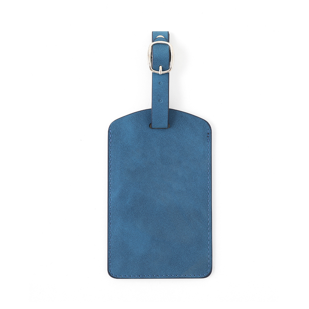 Classic Vegan Leather Luggage Tag with Buckle Strap - HLTT0002-#2A6186-6.jpg