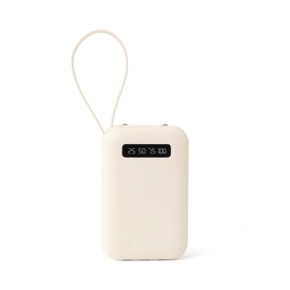 Multi-Cable Mini Portable Power Bank with Flashlight - 5,000 mAh - TETP0006-#FFF9EB.jpg