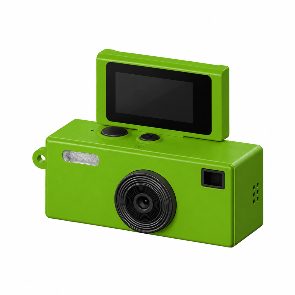 Mini Digital Camera Keychain with Flip-Up Screen - TETF0009-#64a70b-5.png