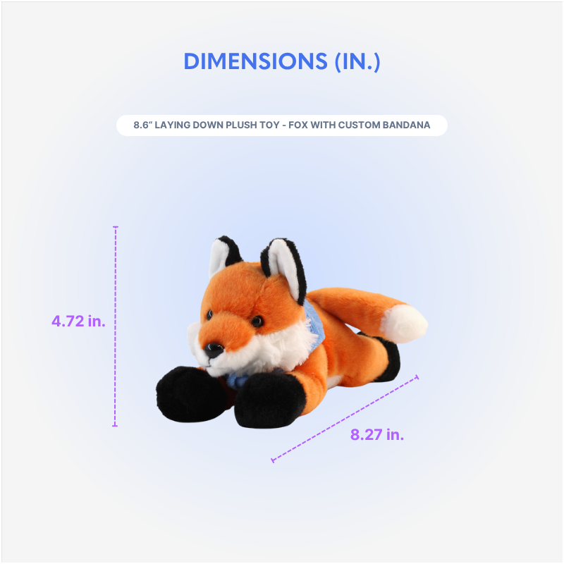 8.6“ Laying Down Plush Toy - Fox with Custom Bandana - OGGP0019-Size Chart.png