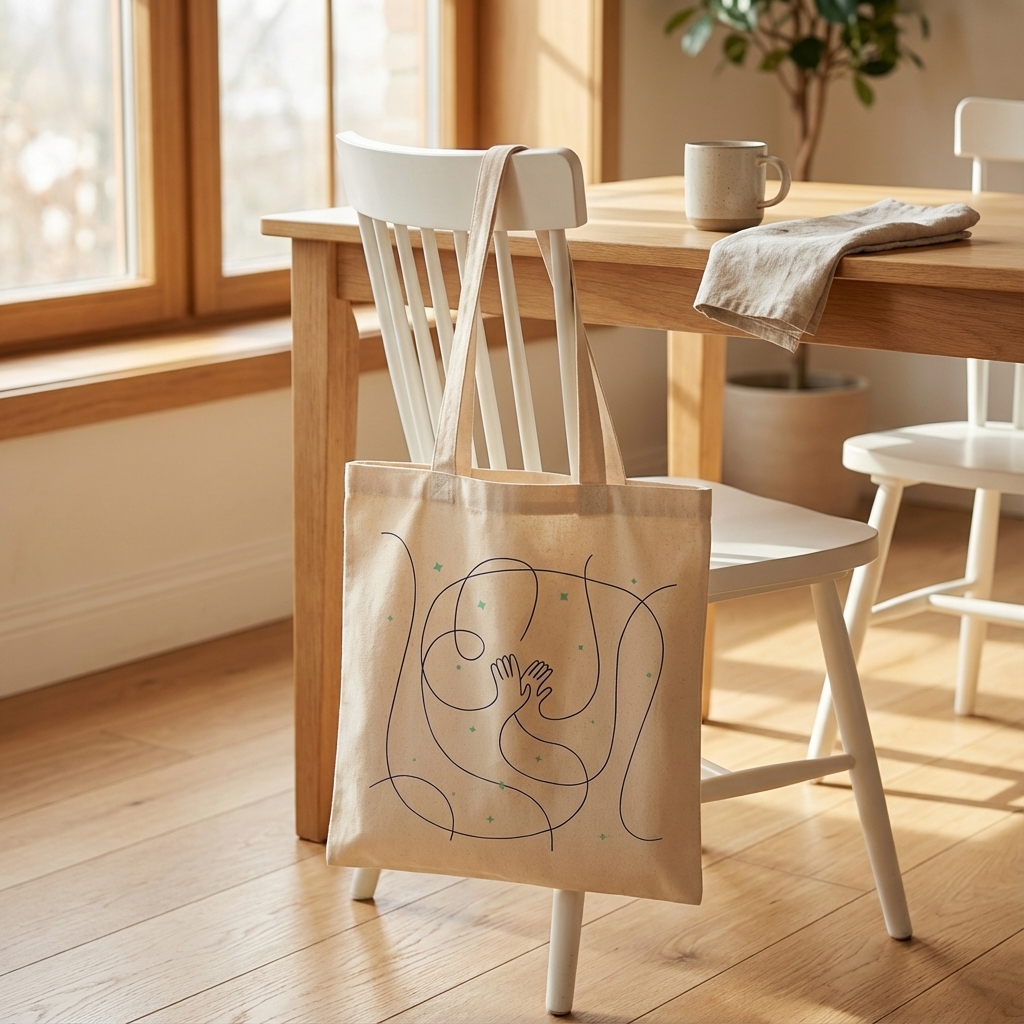 5 oz. Ultra-Light 100% Cotton Promotional Tote Bag - Vertical - AABT0027-Wayo Sample-Scene-2.jpeg