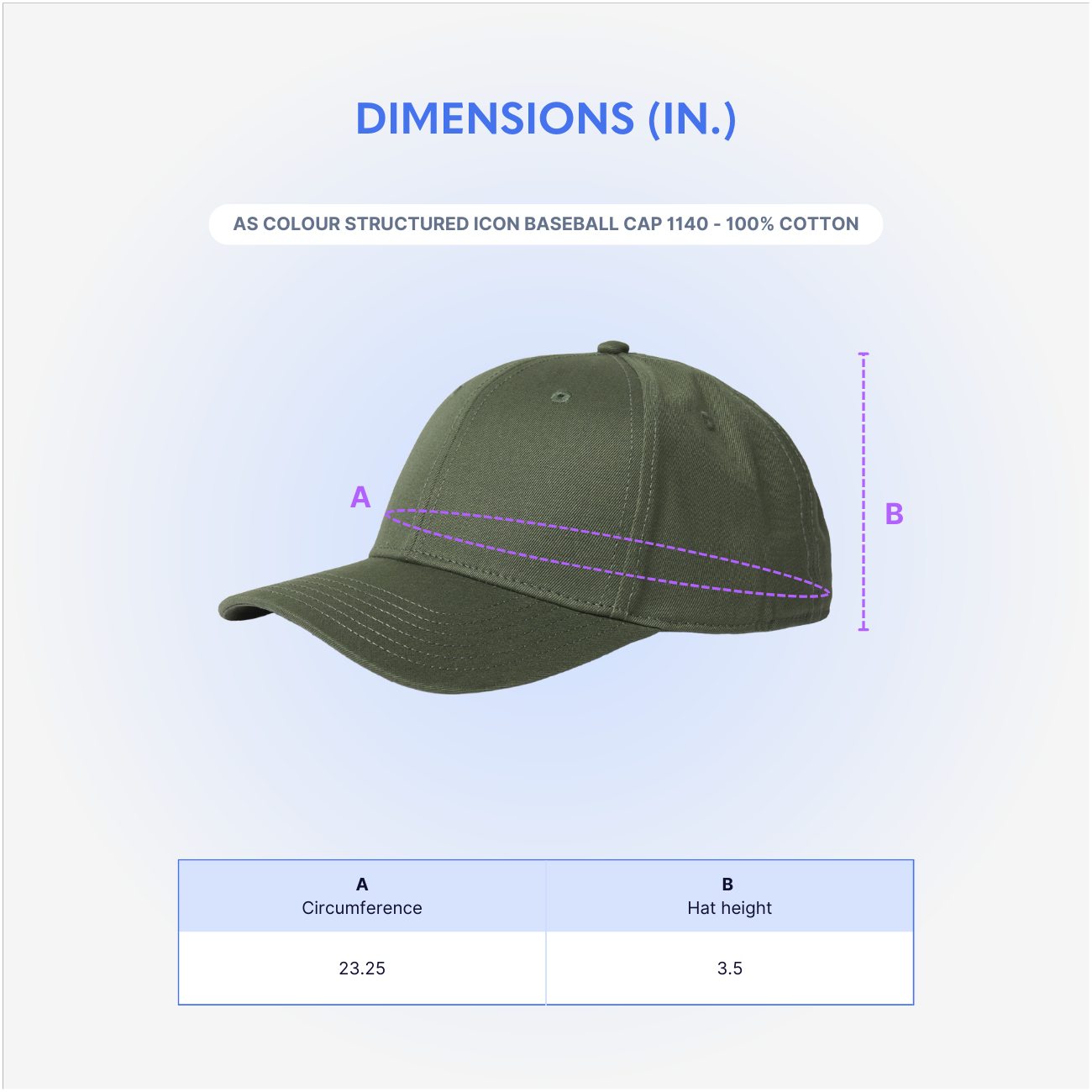 AS Colour Structured Icon Baseball Cap 1140 - 100% Cotton - AAAH0025-Dimensions.png