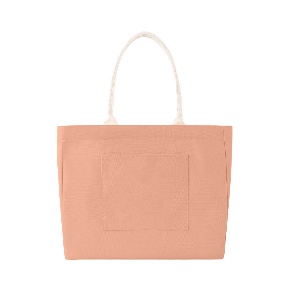 100% Cotton Canvas Tote Bag with Outer Pocket - AABT0001-#F0B399-5.png