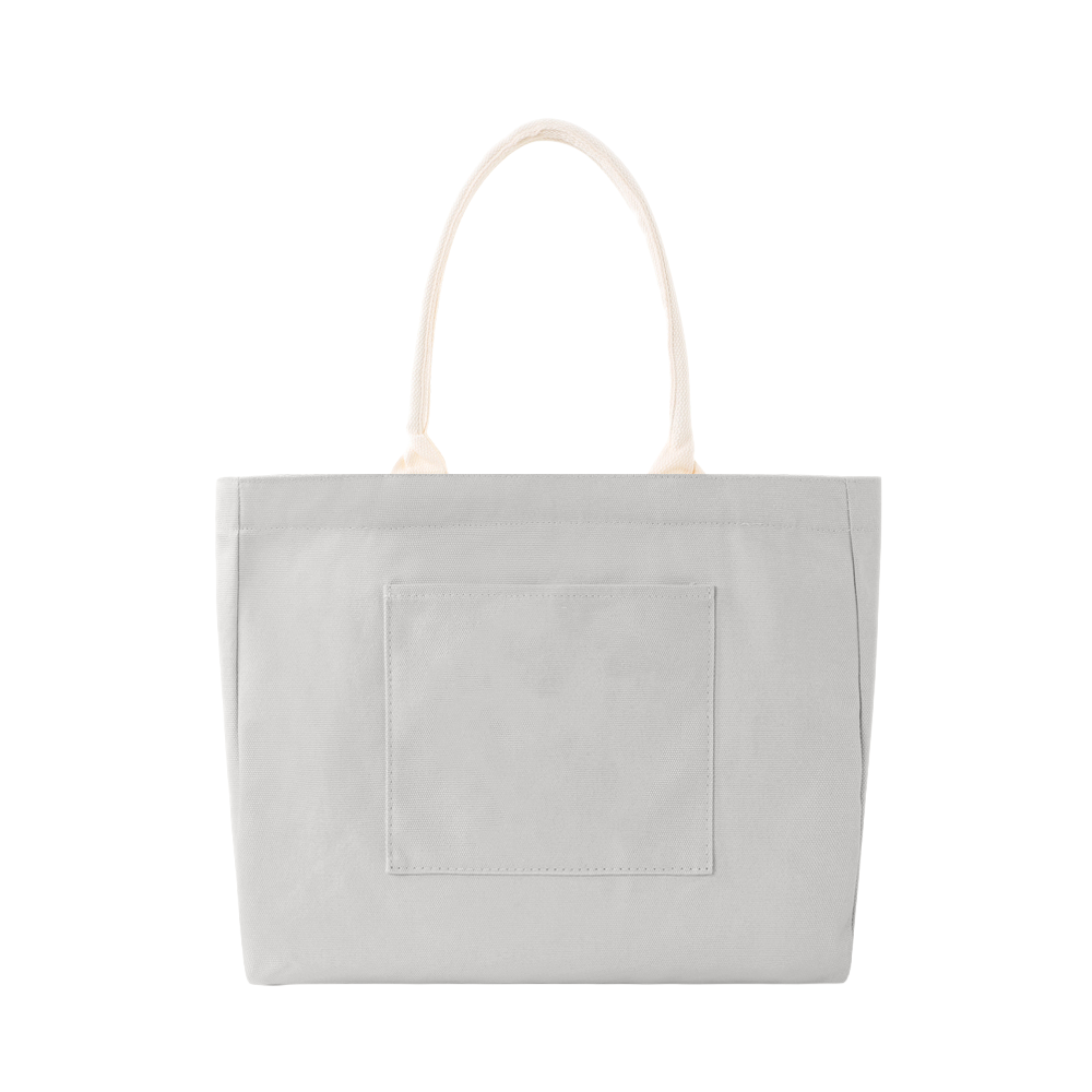 100% Cotton Canvas Tote Bag with Outer Pocket - AABT0001-#DCDBD9-3.png