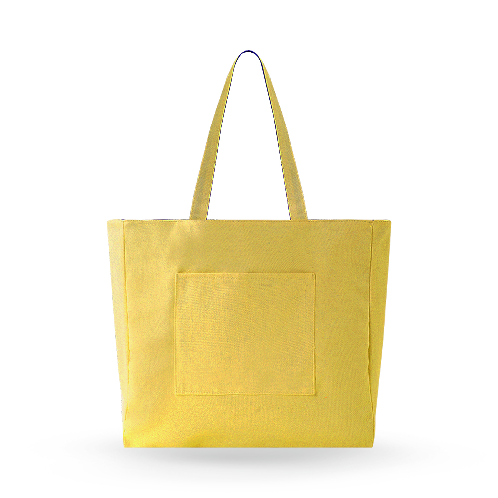 Large Double-sided Horizontal Tote Bag with Outer Pocket - AABT0007-#DFC23A-7.jpg