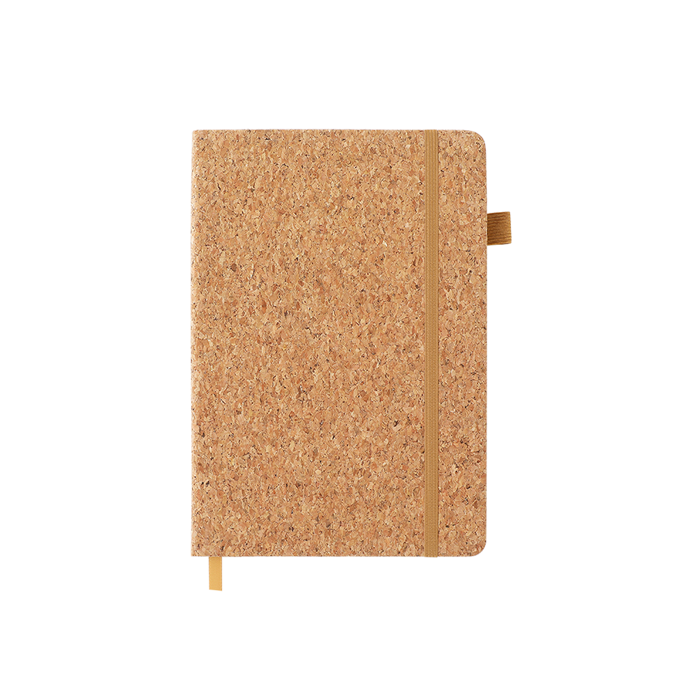 A7 Pocket Cork Cover Notebook - FSC Certified - OGON0008-Front-#AE8300.png