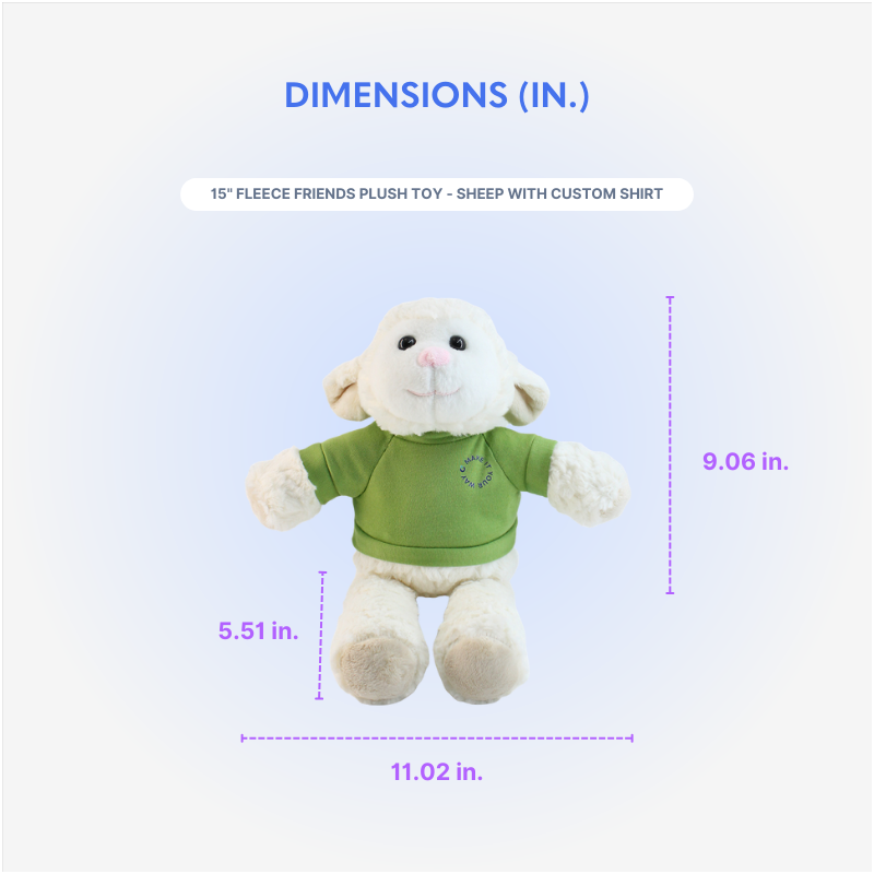 15" Fleece Friends Plush Toy - Sheep with Custom Shirt - OGGP0014-Size Chart.png