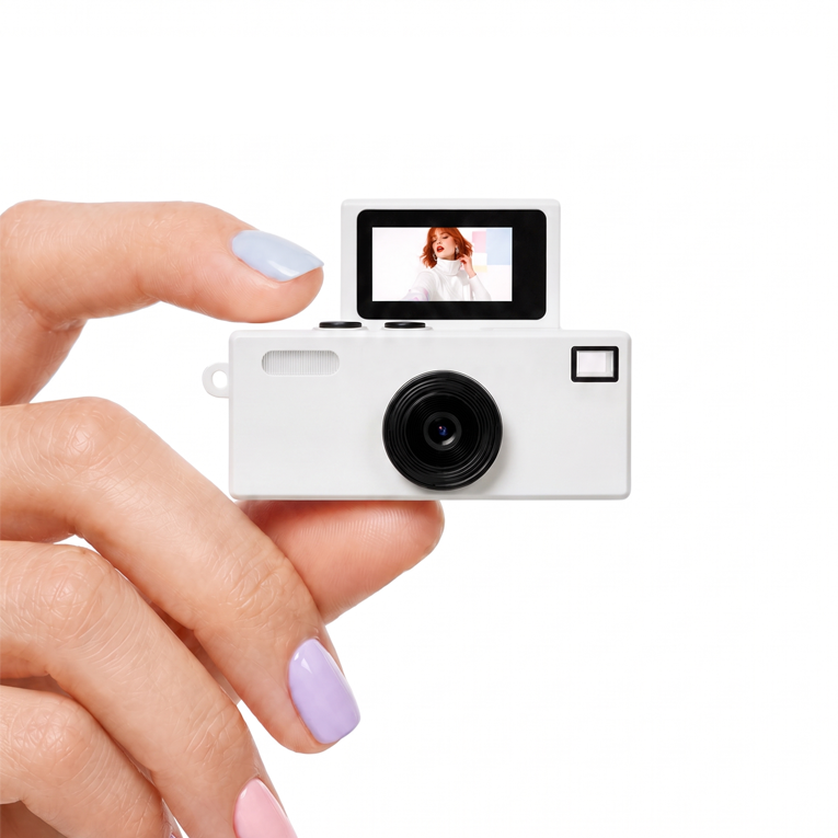 Mini Digital Camera Keychain with Flip-Up Screen - TETF0009-Lifestyle-1.png