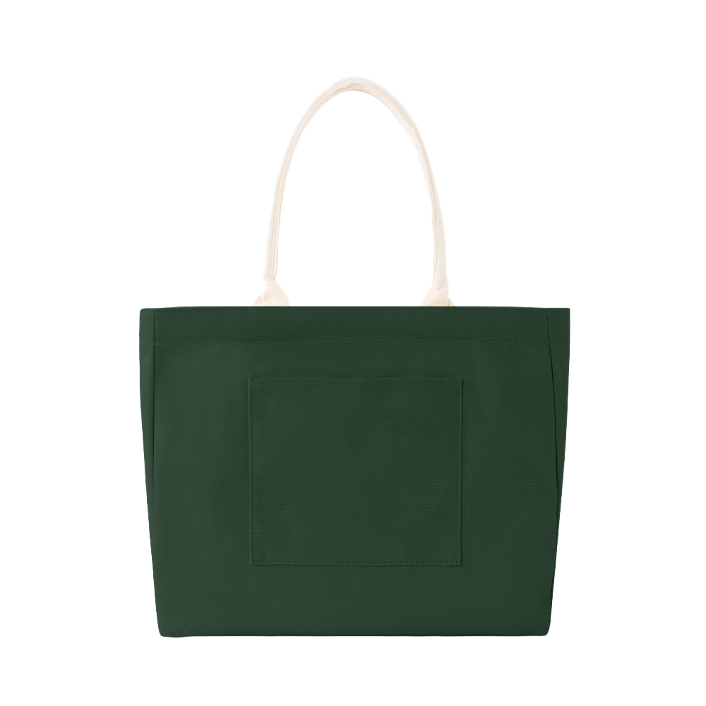 100% Cotton Canvas Tote Bag with Outer Pocket - AABT0001-#273C2D-10.png