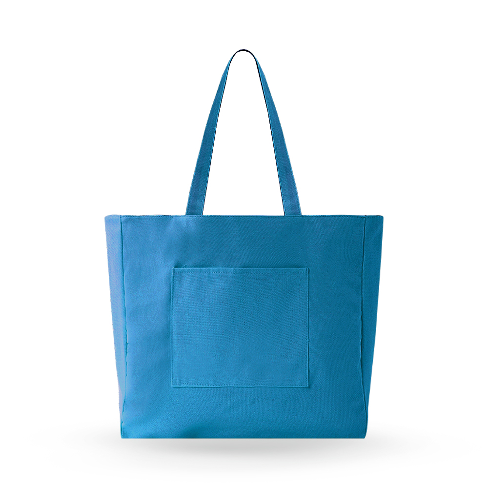 Large Double-sided Horizontal Tote Bag with Outer Pocket