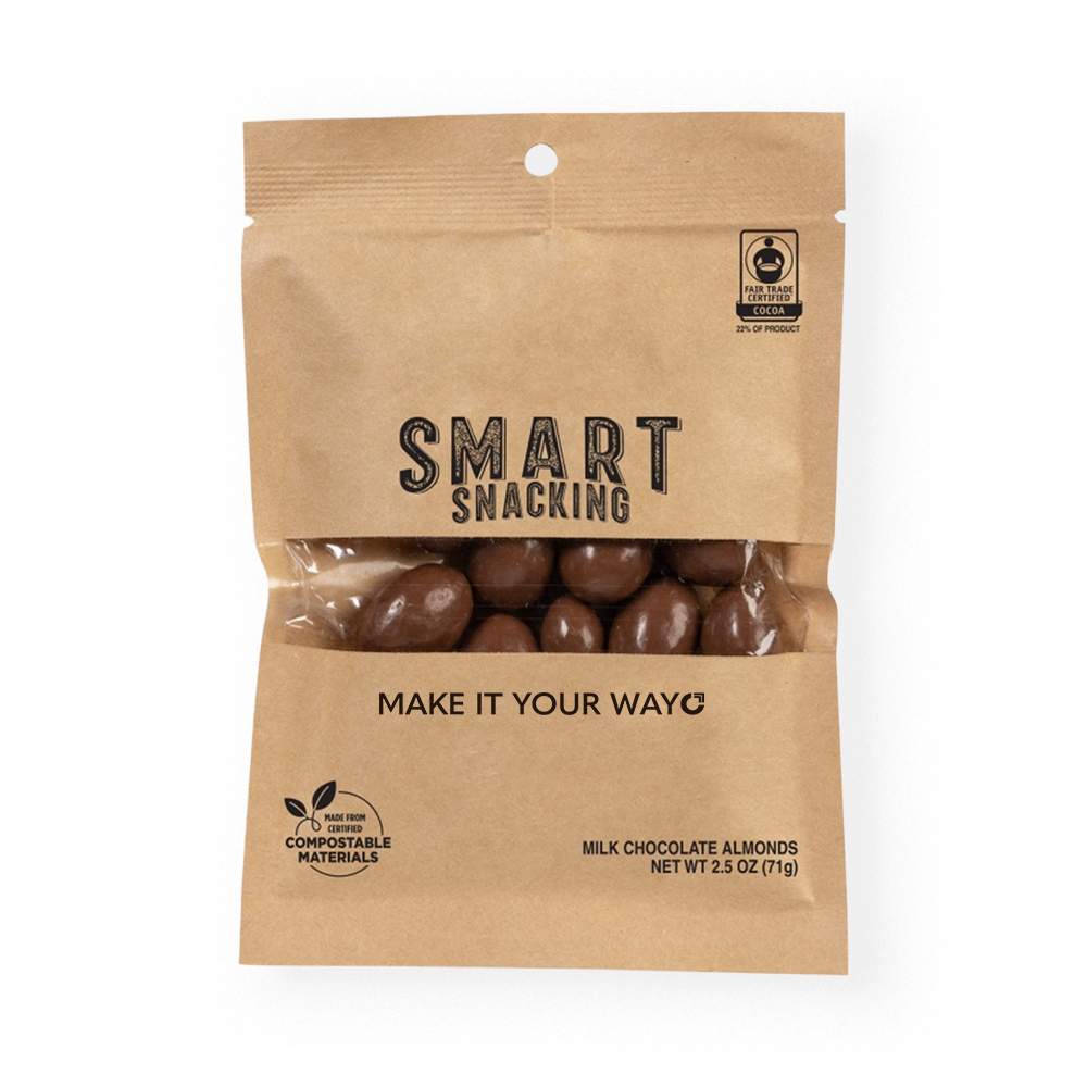 Fairtrade Milk Chocolate Almonds in Compostable Pouch - 2.5 oz - Wayo Product Image