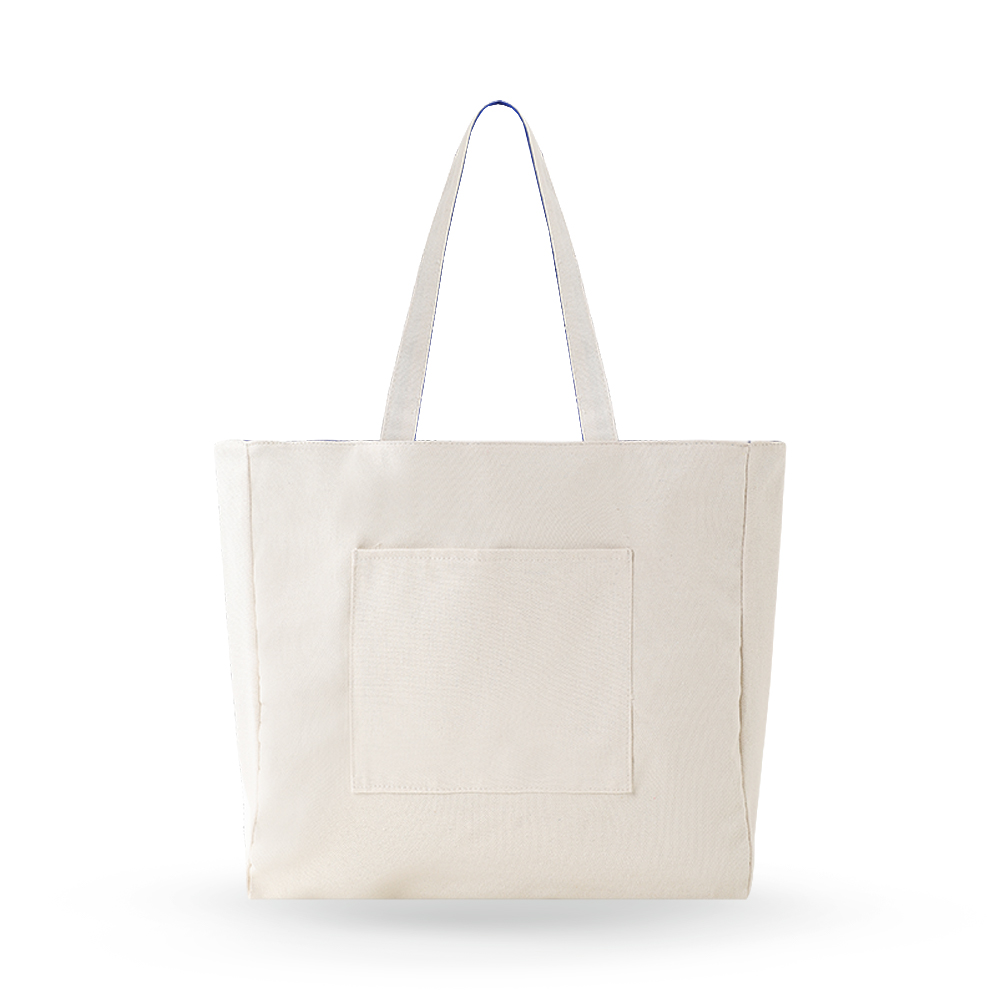 Large Double-sided Horizontal Tote Bag with Outer Pocket - AABT0007-#FCF8ED-3.jpg