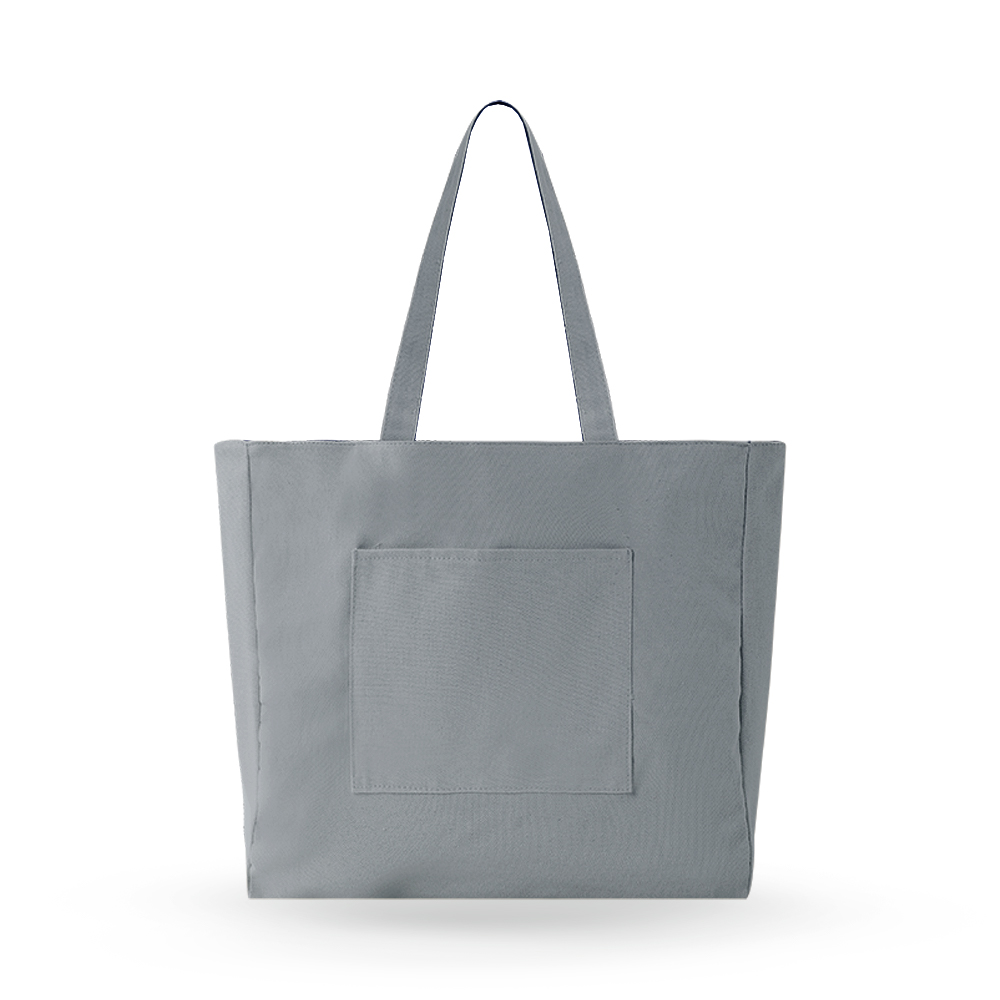 Large Double-sided Horizontal Tote Bag with Outer Pocket - AABT0007-#717B7F-5.jpg