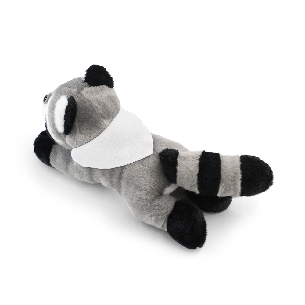 8.6“ Laying Down Plush Toy - Raccoon with Custom Bandana - OGGP0021-#FAF9F9-2.jpg