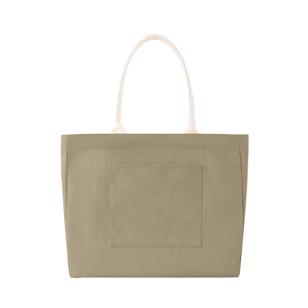 100% Cotton Canvas Tote Bag with Outer Pocket - AABT0001-#A4967C-19.png