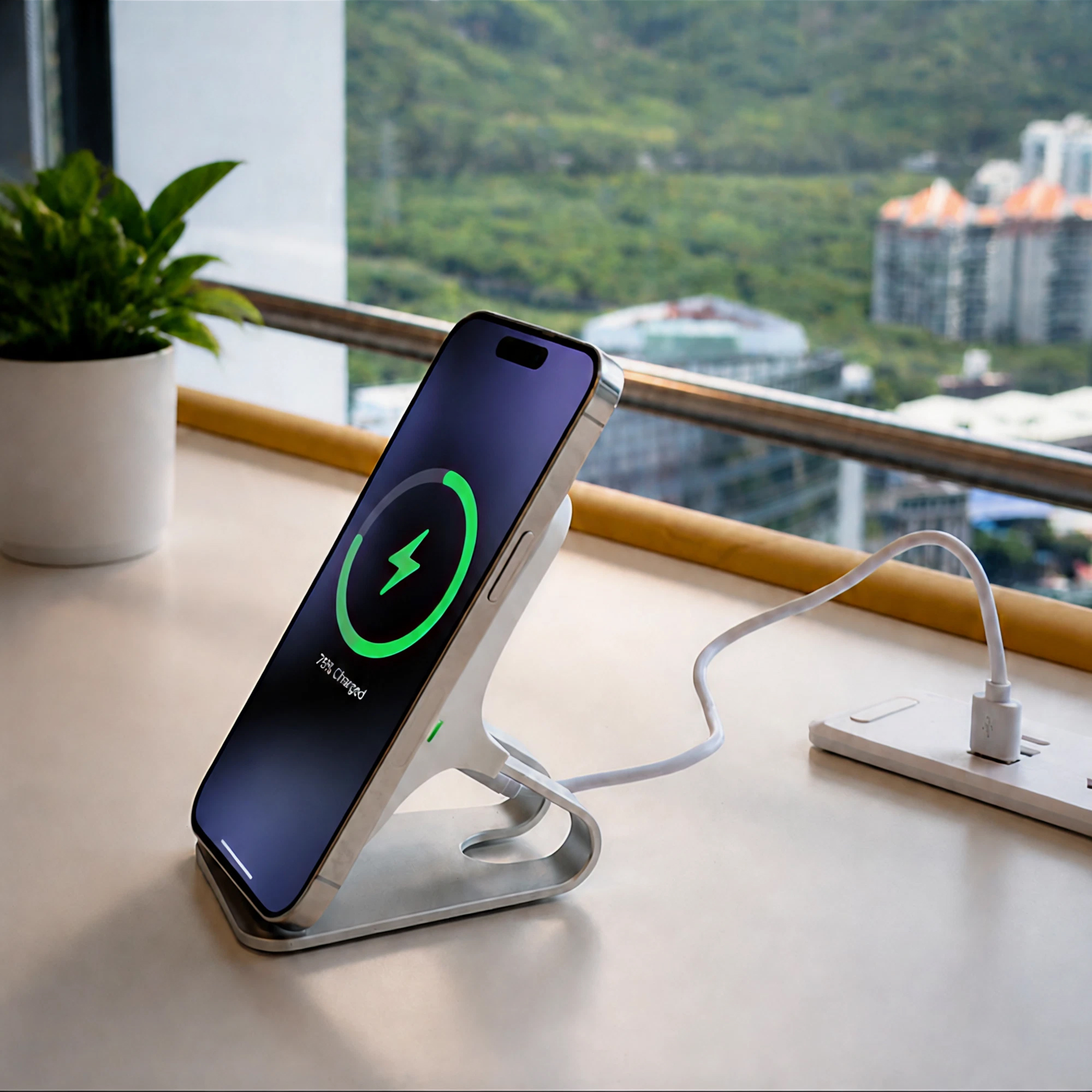 Minimalist Wireless Phone Charger Stand - TETC0006-Wayo Sample-Scene.jpg