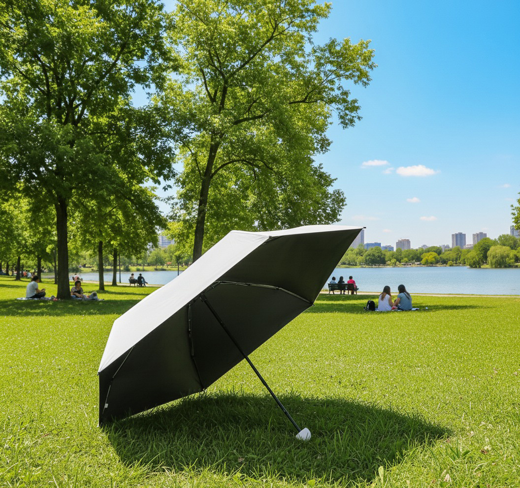 Mini Round-Handle Umbrella with UPF 50+ Protection (35.4") - Mini Round-Handle Umbrella with UPF 50+ Protection (35.4").jpeg