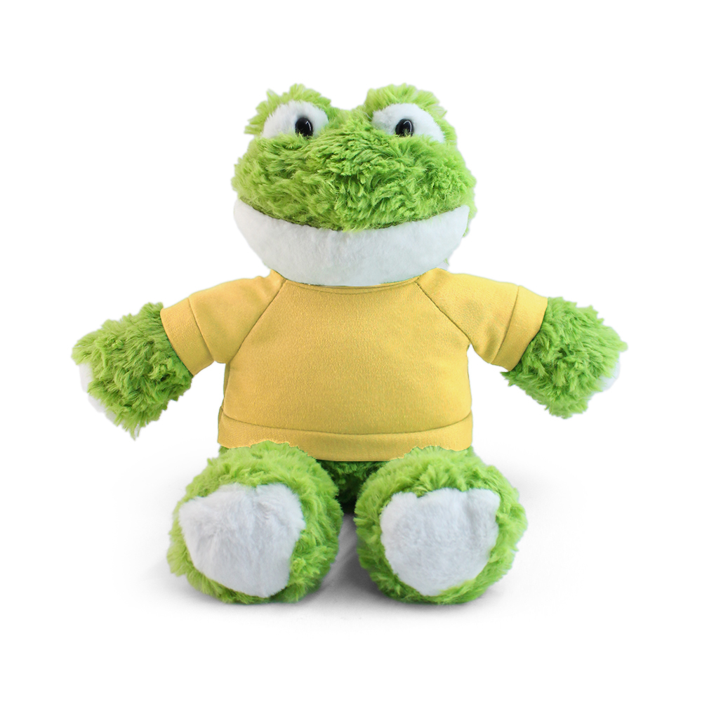 15" Fleece Friends Plush Toy - Frog with Custom Shirt - OGGP0013-#F9DE7B-5.jpg