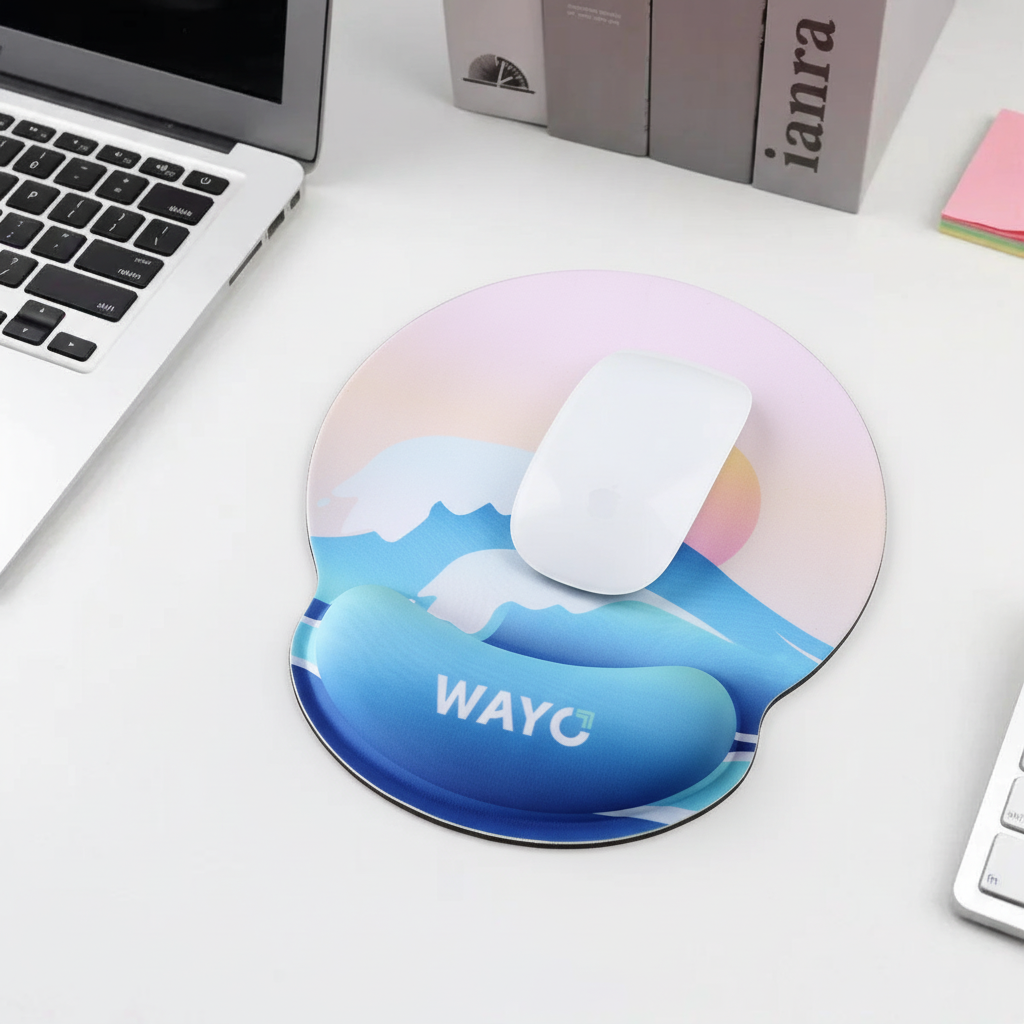 Round Mousepad with Wrist Support - OGOD0002-lifestyle image-Round Mousepad with Wrist Support.png