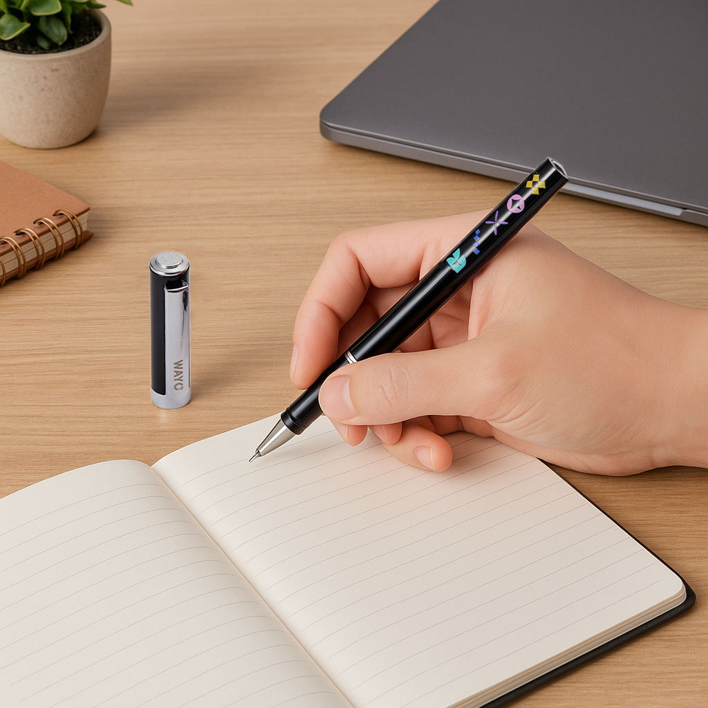 Premium Metallic Ink Business Pen with Cap - OGOP0002-LIfestyle image.png