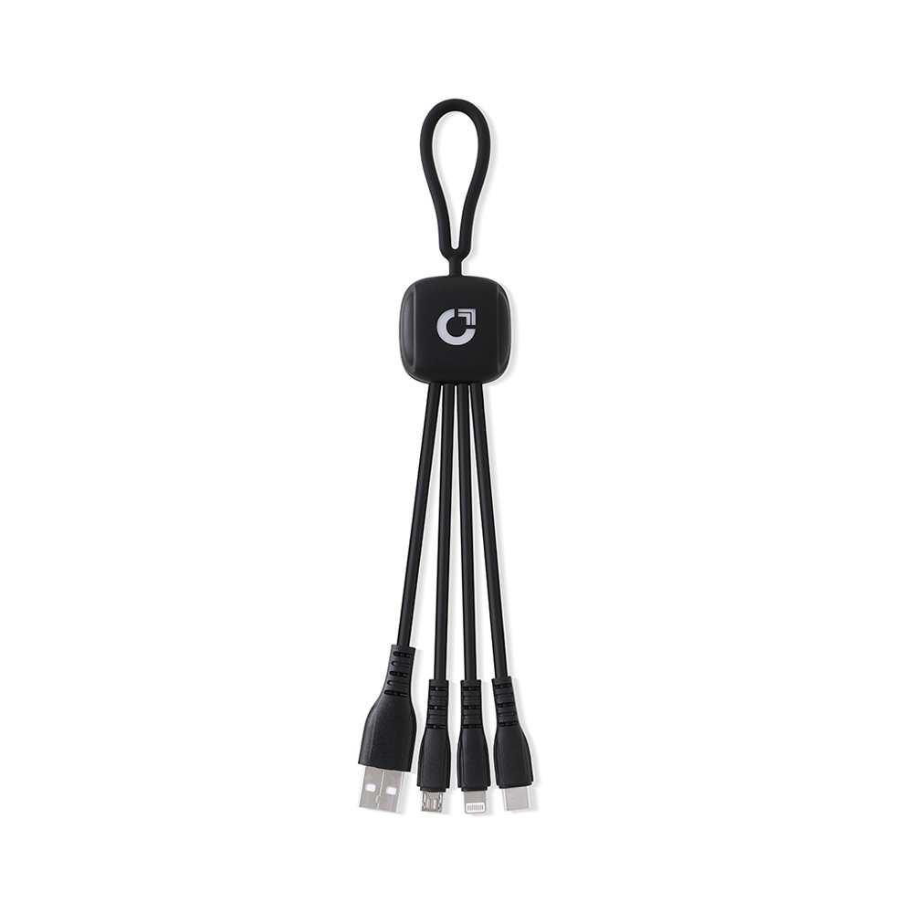 3-in-1 Charging Cable with Silicone Loop + Light-Up Logo - Wayo Product Image