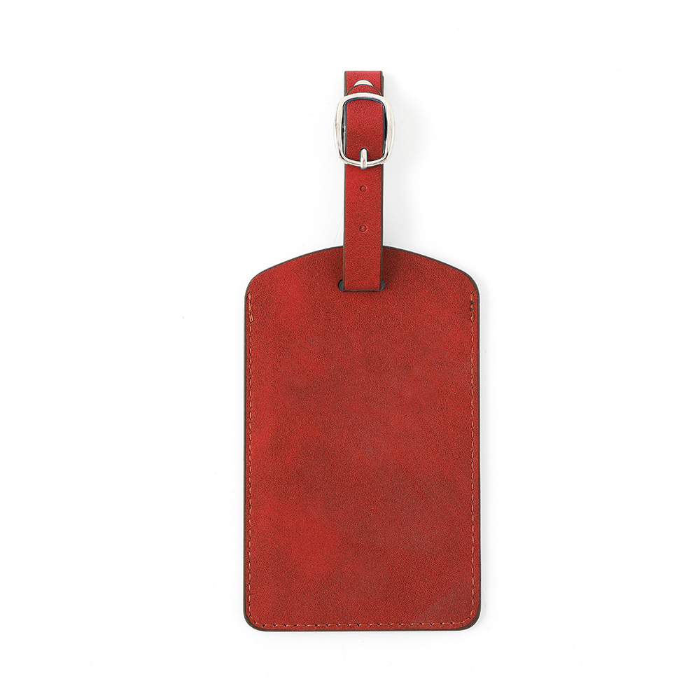 Classic Vegan Leather Luggage Tag with Buckle Strap - HLTT0002-#B8222F-4.jpg